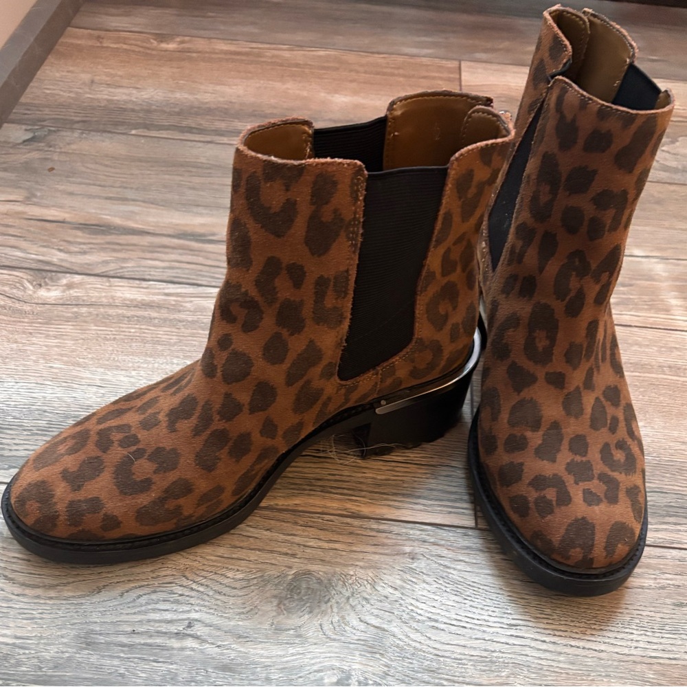 Vince Camuto Brown Leopard Ankle Booties